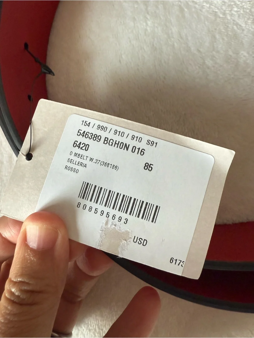 Gucci Red Leather Interlocking G Belt 85